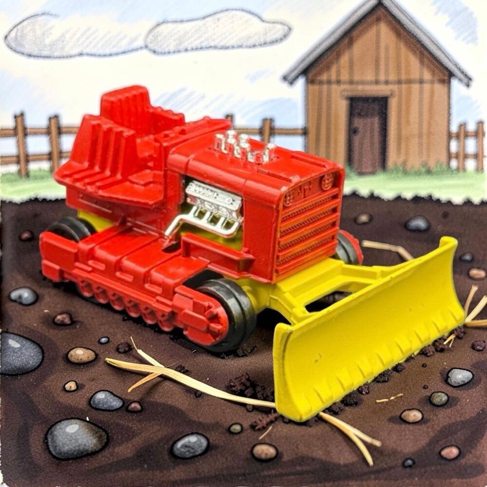 Vintage 1974 Matchbox Lesney Super Kings K-23 Red & Yellow Super Bulldozer A67